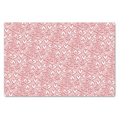 Cute Pastel Blush Pink Red Hearts Art Pattern Tissue Paper