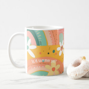 Cute Pastel Blush Teal Boho Flowers and Rainbow Coffee Mug