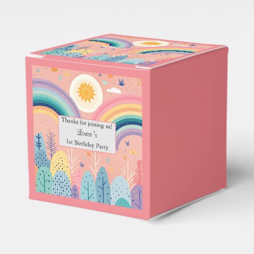 Cute Pastel Boho Rainbow  Sun Above Forest  Favor Boxes