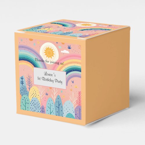 Cute Pastel Boho Rainbow  Sun Above Forest  Favor Boxes