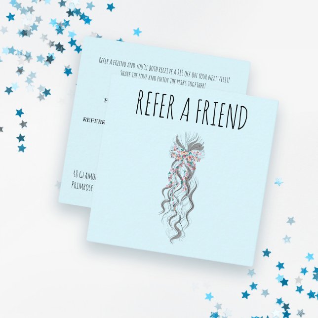 Cute Pastel Bride Wavy Hairstyle Hair Salon Floral Appointment Card (Creator Uploaded)