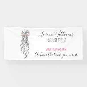 Cute Pastel Bride Wavy Hairstyle Hair Salon Floral Banner