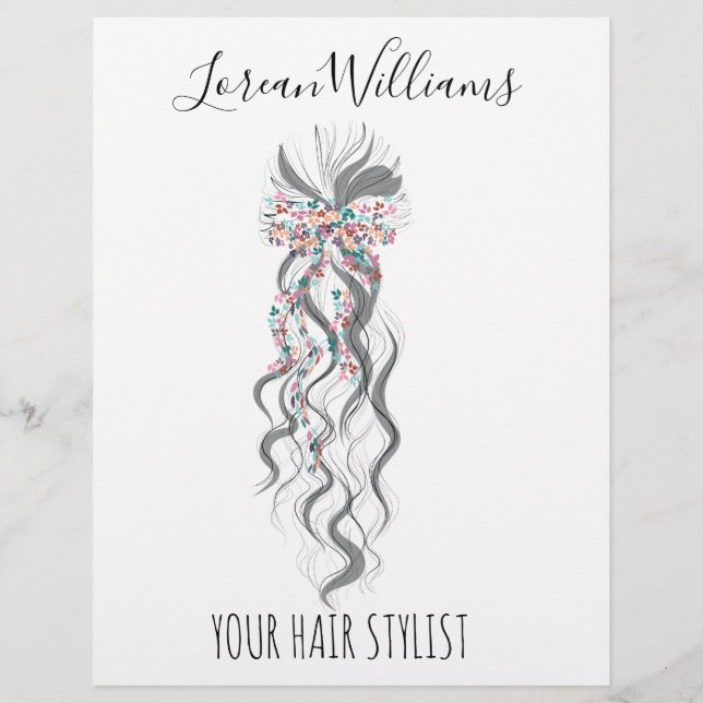Cute Pastel Bride Wavy Hairstyle Hair Salon Floral Flyer (Front)