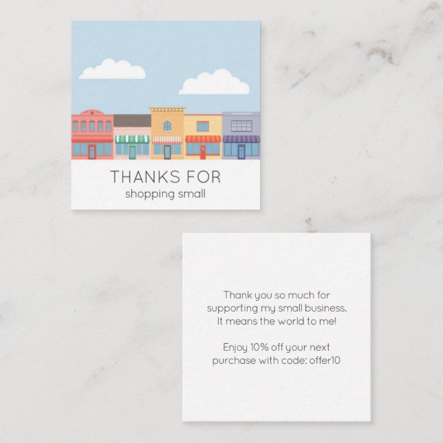 Cute Pastel Buildings Modern Discount Card (Front/Back)