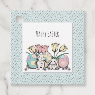Cute Pastel Bunny Easter Basket or Happy Easter Favor Tags