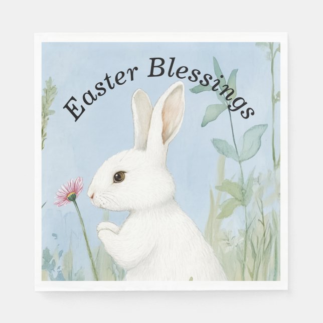 Cute Pastel Bunny Easter Napkins (Front)