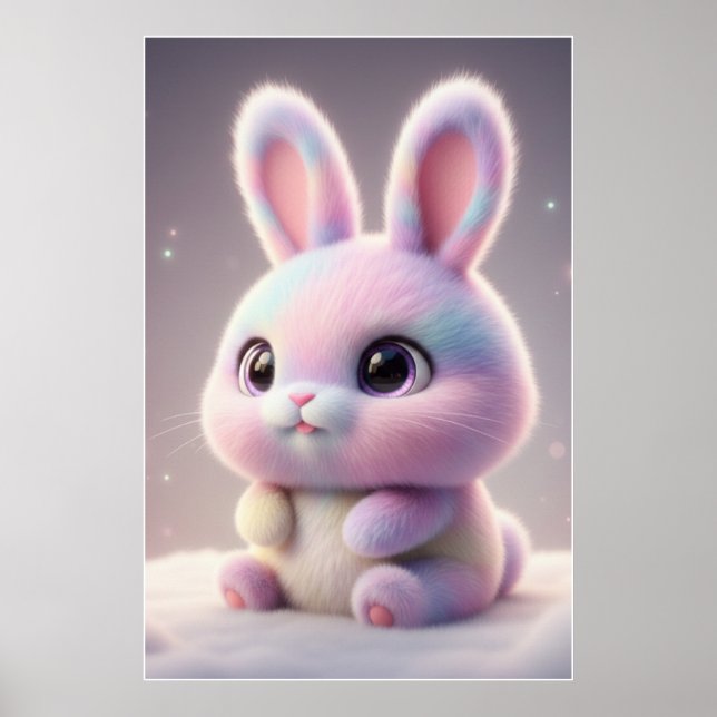 Cute Pastel Bunny – Kawaii Rabbit Poster Art (Front)