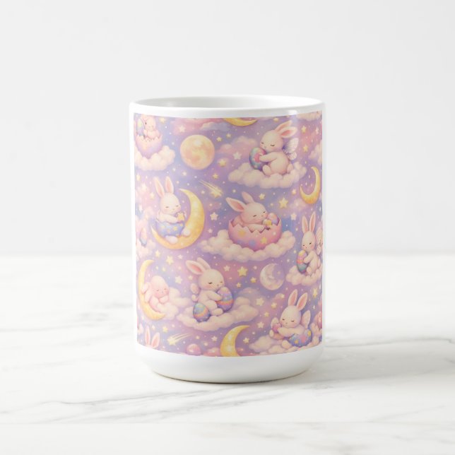 Cute Pastel Bunny Mug – Kawaii Moon & Clouds (Center)