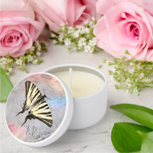 Cute Pastel Butterfly Monogram Vintage Girly Pink Mini Candle Favors