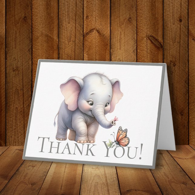 Cute Pastel Butterfly Rainbow Border Thank You Note Card (Creator Uploaded)