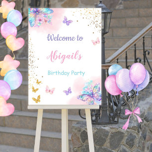 Cute Pastel Butterfly Welcome Sign 