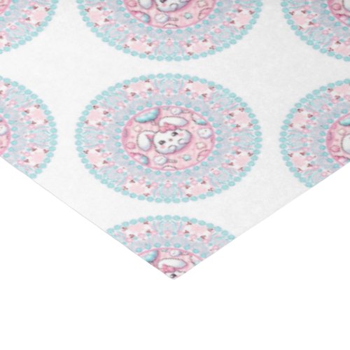 Cute Pastel Candy Kawaii Bunny Polka Dot Mandala Tissue Paper