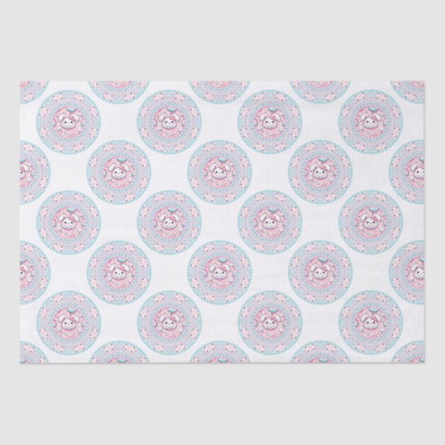 Cute Pastel Candy Kawaii Bunny Polka Dot Mandala Tissue Paper (Front)