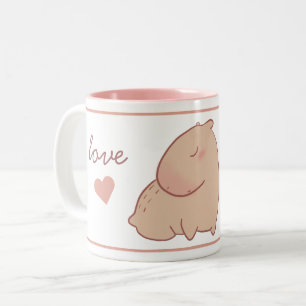 Cute pastel capybara  Two-Tone coffee mug