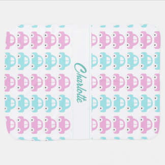 Cute Pastel Car Pattern Monogrammed Girl Baby Blanket