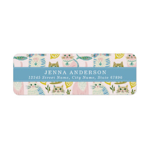 Cute Pastel Cat Address Label