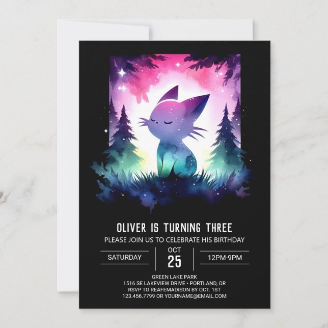 Cute Pastel Cat Birthday  Invitation (Front)