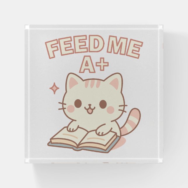 Cute Pastel Cat Book Paperweight (Front)