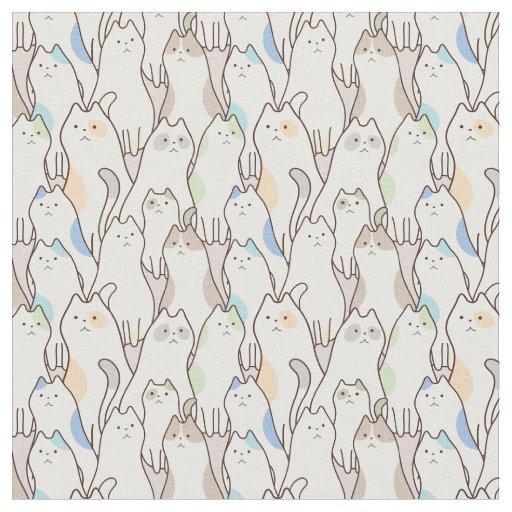 Cute Pastel Cat Pattern Fabric