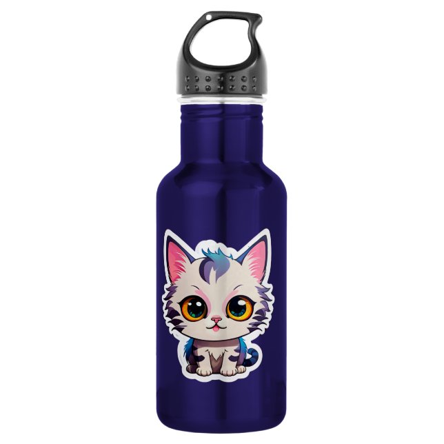 Cute "Pastel Cat" Water Bottle (Front)