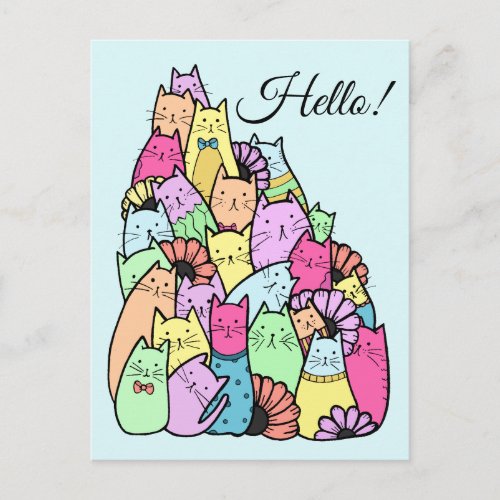 Cute Pastel Cats Postcard