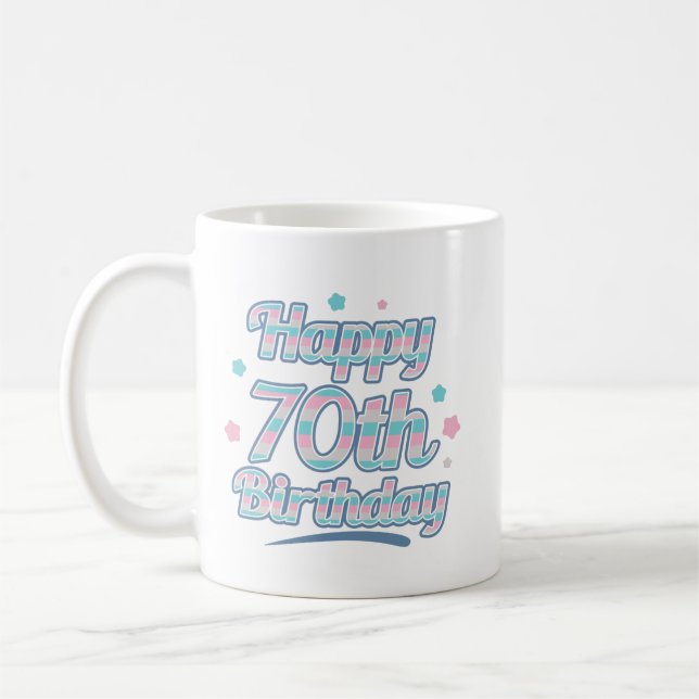 Cute Pastel Celebrating the 70th birthday Coffee Mug (Left)