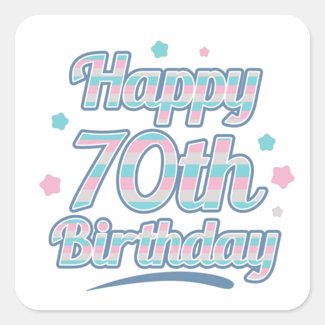 Cute Pastel Celebrating the 70th birthday Square Sticker (Front)