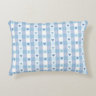 Cute Pastel Checkered Love Design Accent Pillow