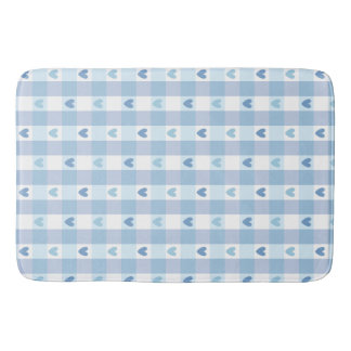 Cute Pastel Checkered Love Design Bath Mat