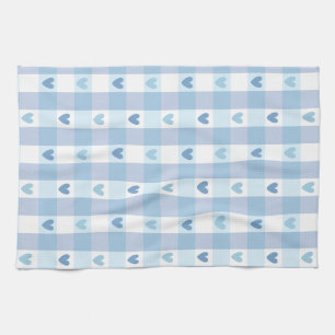 Cute Pastel Checkered Love Design Kitchen Towel