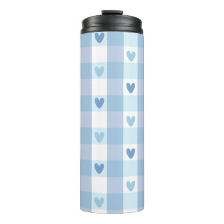 Cute Pastel Checkered Love Design Thermal Tumbler