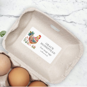Cute Pastel Chicken Farm Egg Carton Label