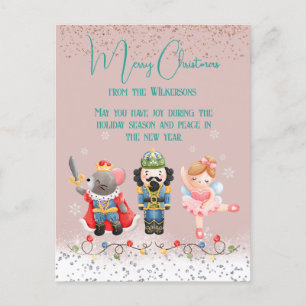 Cute Pastel Christmas Nutcracker Holiday Postcard