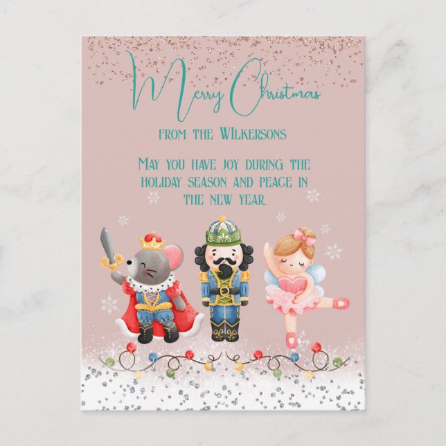Cute Pastel Christmas Nutcracker Holiday Postcard (Front)
