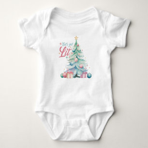 Cute Pastel Christmas Tree Baby Bodysuit