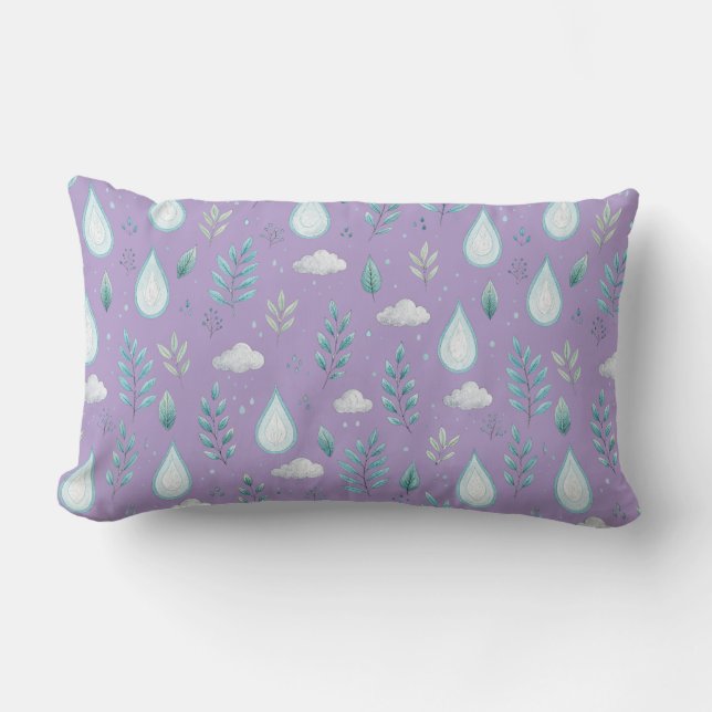 Cute Pastel Cloud Pattern Throw Pillow" Lumbar Pillow (Front)