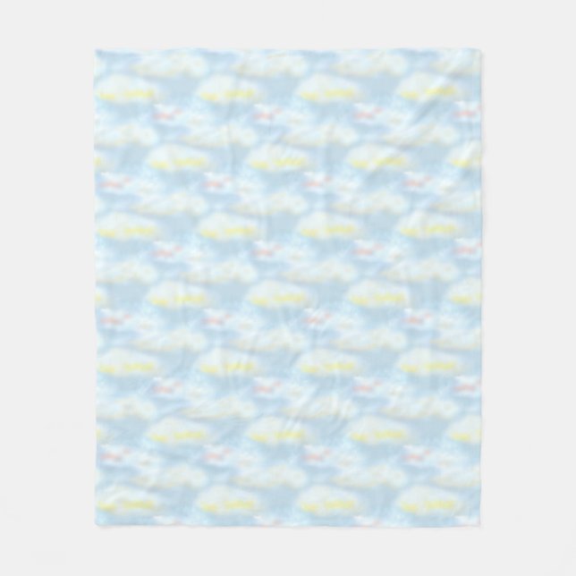 Cute Pastel Clouds on Light Blue Fleece Blanket (Front)