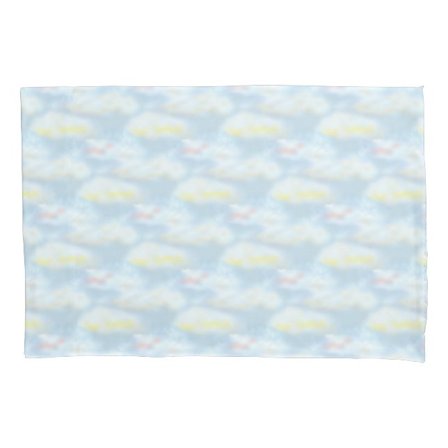 Cute Pastel Clouds on Light Blue Pillow Case (Front)