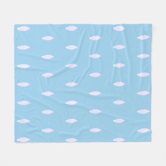 Cute pastel clouds on light sky blue fleece blanket (Front (Horizontal))