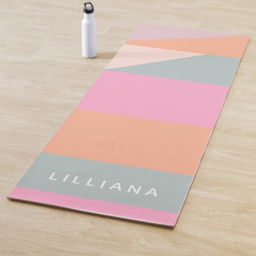 Cute Pastel Color Block Geometric Personalized Yoga Mat
