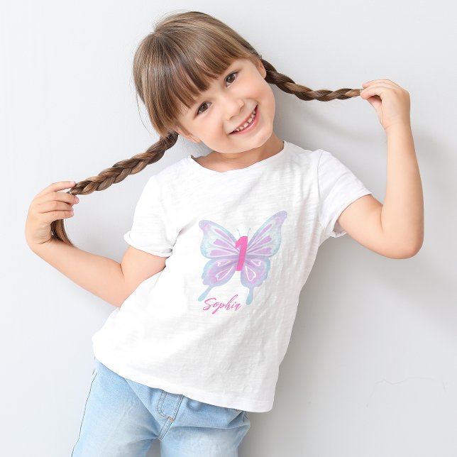 Cute Pastel Color Butterfly Birthday Toddler T-shirt (Creator Uploaded)