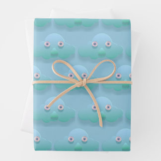 Cute Pastel Color Cloudy Design  Wrapping Paper Sheets
