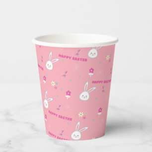 Cute Pastel Color Easter Bunny Floral   Paper Cups