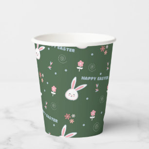 Cute Pastel Color Easter Bunny Floral   Paper Cups