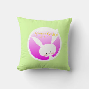 Cute Pastel Color Easter Bunny Happy Easter Throw Pillow
