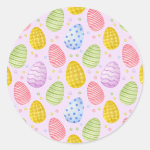 Cute Pastel Color Easter Eggs Classic Round Sticker