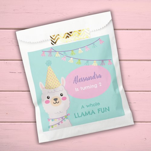 CUTE PASTEL COLOR LLAMA BIRTHDAY FAVOR BAG