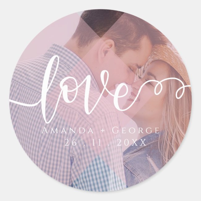 Cute Pastel Color | Love | Photo Classic Round Sticker