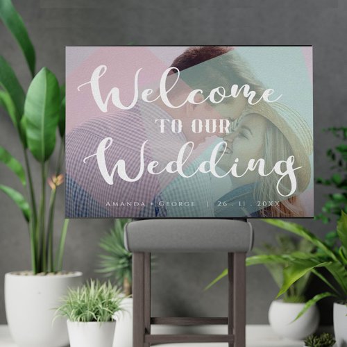 Cute Pastel Color Welcome to Our Wedding Photo Poster