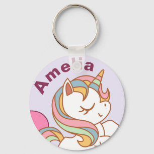 Cute Pastel Colored Unicorn Personalised Keychain